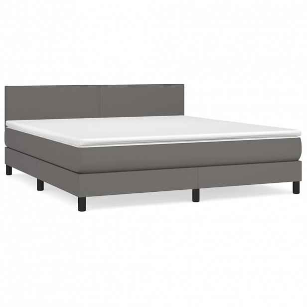 vidaXL Box spring postel s matrací šedá 160x200 cm umělá kůže