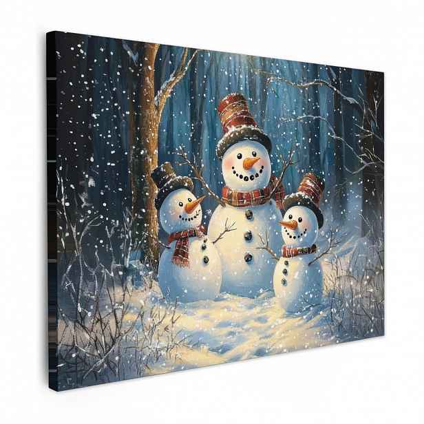 MuchoWow OBRAZ NA PLÁTNĚ Sněhulák - Sníh - Zima - Les 40x30 cm