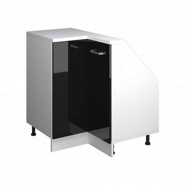 Vicco ŠIKMÁ SKŘÍŇ ROHOVÁ SKŘÍŇKA Rion Černý vysoký lesk 75.6 x 81.6 cm s 1 dveřmi
