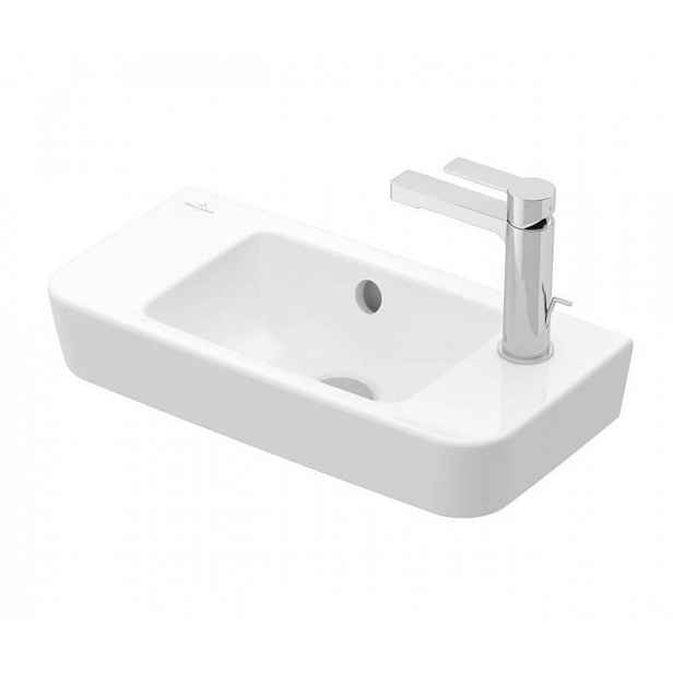 Villeroy & Boch O.novo - Umývátko Compact 50x25 cm, s přepadem, 1 otvor pro baterii vpravo, alpská bílá 4342R501