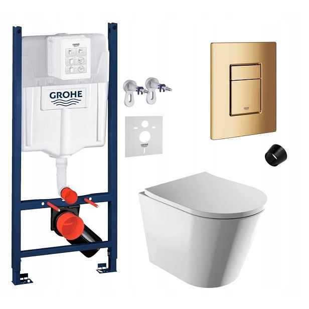 Wc sada Grohe Rapid s mísou Tampa Rimless a zlatým tlačítkem