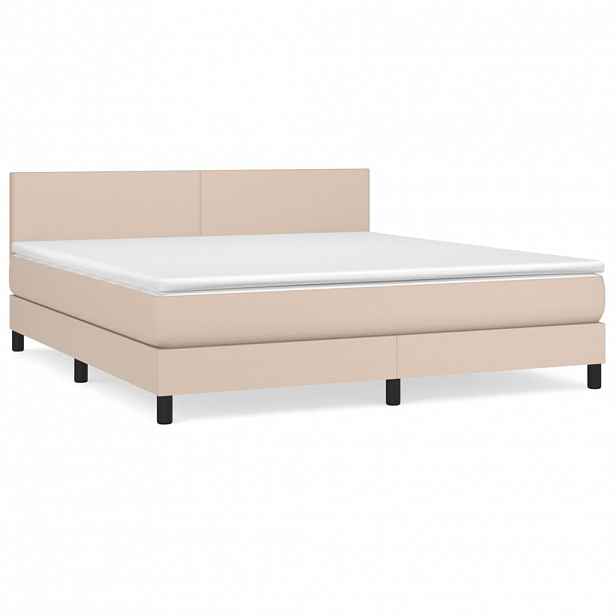 vidaXL Box spring postel s matrací cappuccino 160x200 cm umělá kůže