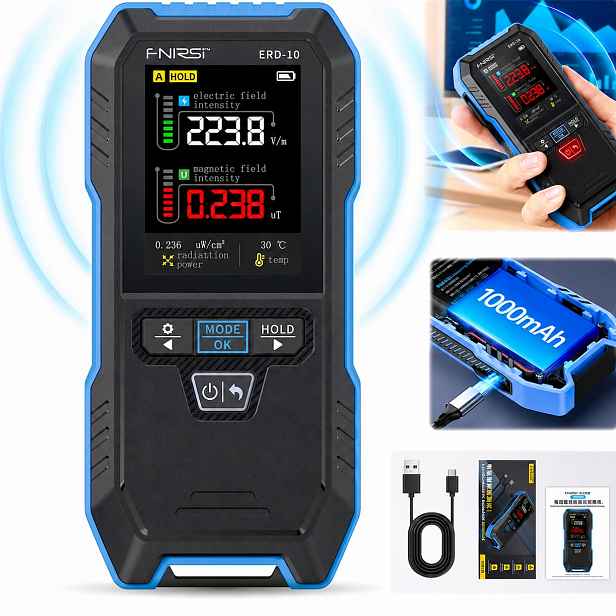 Měřič záření Emf Rf Fnirsi ERD-10 detektor magnetického pole