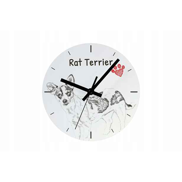 Rat Terrier hodiny se psem závěsné a stojící, personalizace fotografií, 20 cm