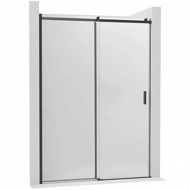 Sprchové posuvné dveře Santoro - levá - 6 mm - černá matná, mléčné sklo - 100x195 cm