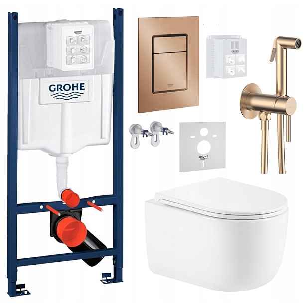 Wc stojan Grohe Rapid Sl s mísou Wc Lesna a tlačítkem měď baterie