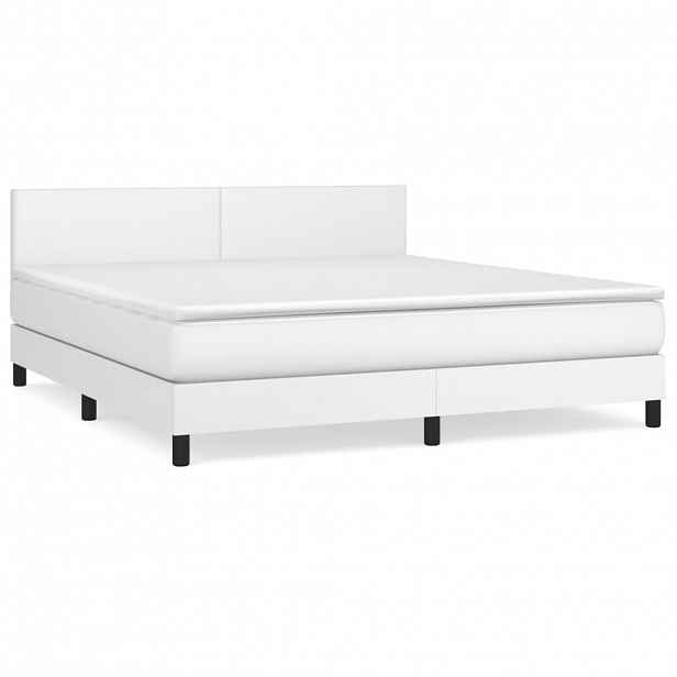 vidaXL Box spring postel s matrací bílá 180x200 cm umělá kůže