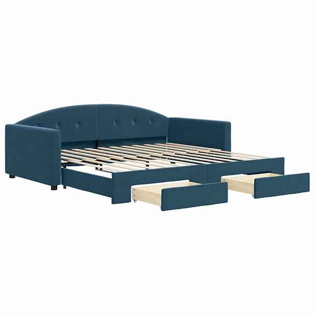 vidaXL Válenda s přistýlkou a zásuvkami modrá 100 x 200 cm samet