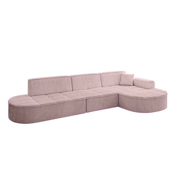 ALTDECOR ROHOVÁ SEDAČKA s otomanem, pravá TARO-L2 328x171x79,5 Růžová Manšestr