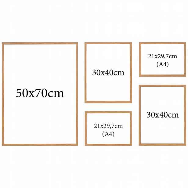 Fotorámečky Hnědé sada 5ks multirama 50x70cm 30x40cm A4 21x29,7cm