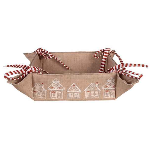 Košík na pečivo s perníkovými chaloupkami Gingerbread Bliss - 35*35*8 cm Clayre & Eef