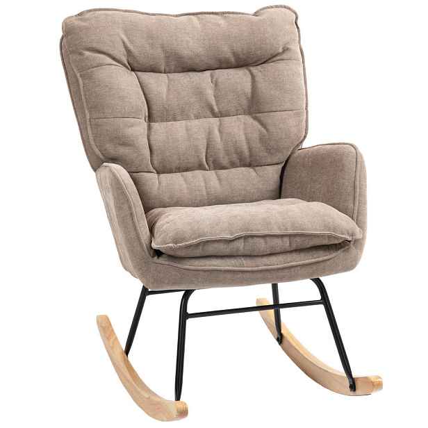 OKWISH HOUPACÍ křeslo 71/98,5/97 cm hnědé z polyesteru s chenille potahem a ergonomickou opěrkou