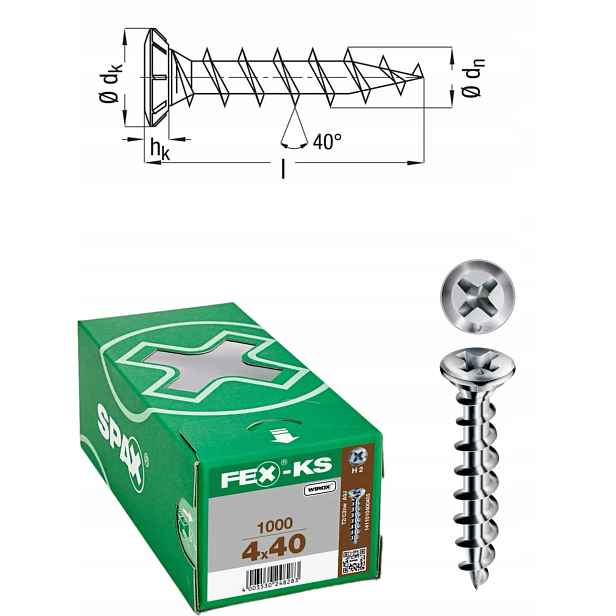 Šroub do oken Fex-a Wirox Spax 4 x 40 Ks Wirox 1000 ks