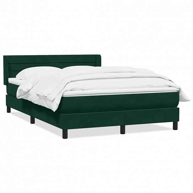 vidaXL Box spring postel s matrací tmavě zelená 160x220 cm samet