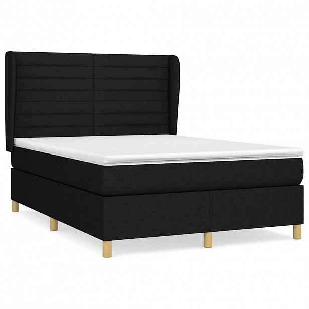vidaXL Box spring postel s matrací černá 140 x 190 cm textil