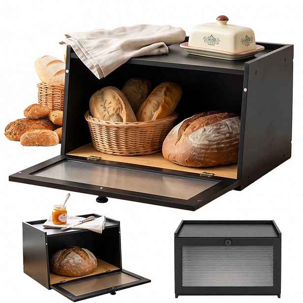 Dřevěný Chlebník Bambusová Nádoba Na Pečivo Chléb Rohlíky Bambus 42X26 CM