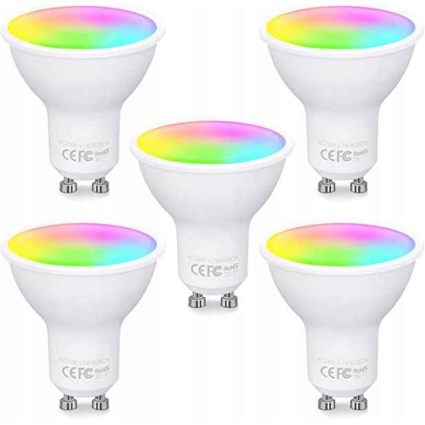 Fitop Žárovka Led GU10 5 Ks 4,7W, Alexa WiFi, Rgb 16 milionů barev