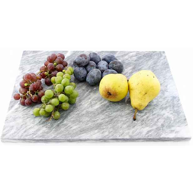 Mramorová Krájecí Deska Pro Servírování Pokrmů Mramor 40 X 30 CM, Robustní Podnos