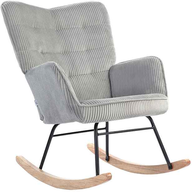 OKWISH HOUPACÍ křeslo 98/71/101 cm světle šedá z polyesteru s područkami a vysokým opěradlem