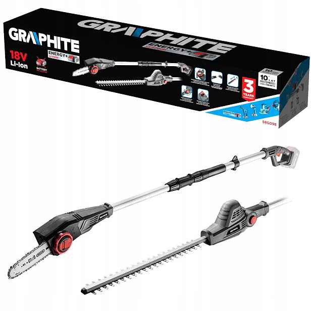 Řetězová pila a nůžky na živý plot na výložníku 2v1 Energy+ Graphite
