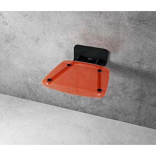 Sprchové sedátko Ravak OVO B sklopné š. 36 cm oranžová/černá B8F0000061