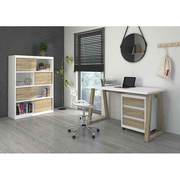 PC stůl s šuplíky Livio I, artisan / bílá HELCEL