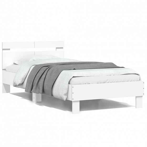 vidaXL Rám postele s čelem bílý 100 x 200 cm kompozitní dřevo