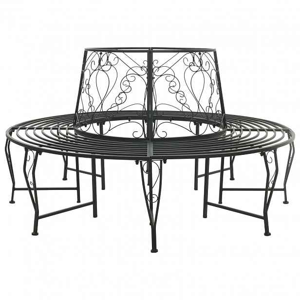 vidaXL Stromová lavička 8 -místná Ø 160 x 89 cm steel Černá Kulatý