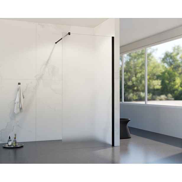 HOPA Walk-in sprchový kout LAGOS BLACK NEW 200 — Barva rámu - Černá, Rozměr A - 140, Rozměr C - 200, Výplň - Matné bezpečnostní sklo - 8 mm