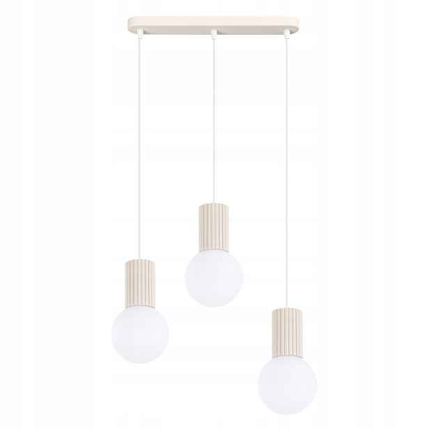 Sollux Lighting Halo závěsná lampa béžová rýhovaná 3xG9 8W skleněné koule