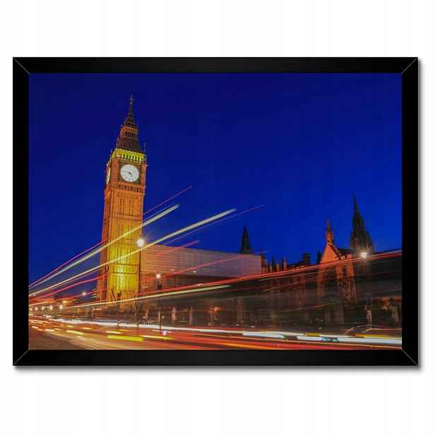 Plakáty v rámu 40x30 Osvětlený Big Ben v noci