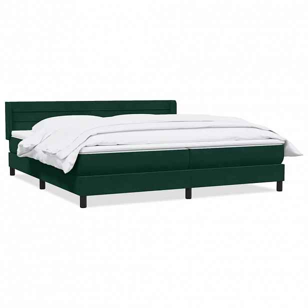 vidaXL Box spring postel s matrací tmavě zelená 180x220 cm samet