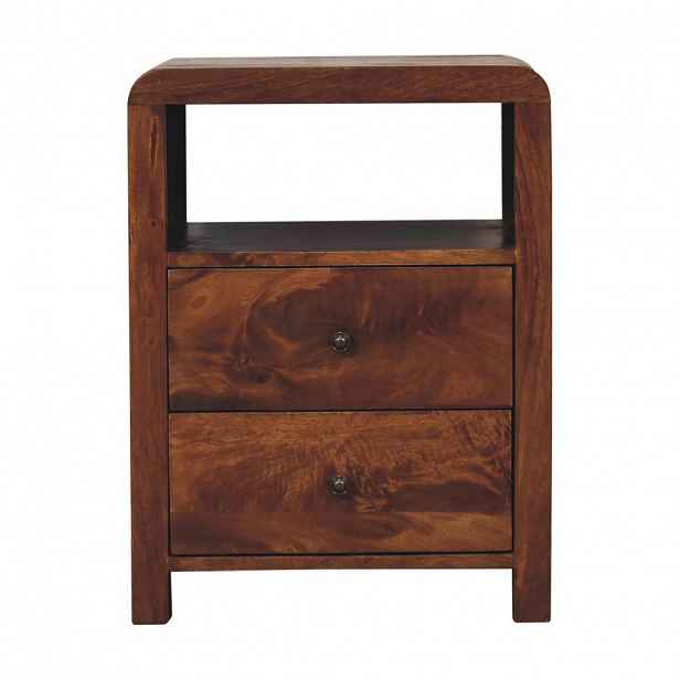 Artisan Furniture NOČNÍ STOLEK Aspen se 2 zásuvkami, 1 otevřená police, hnědý