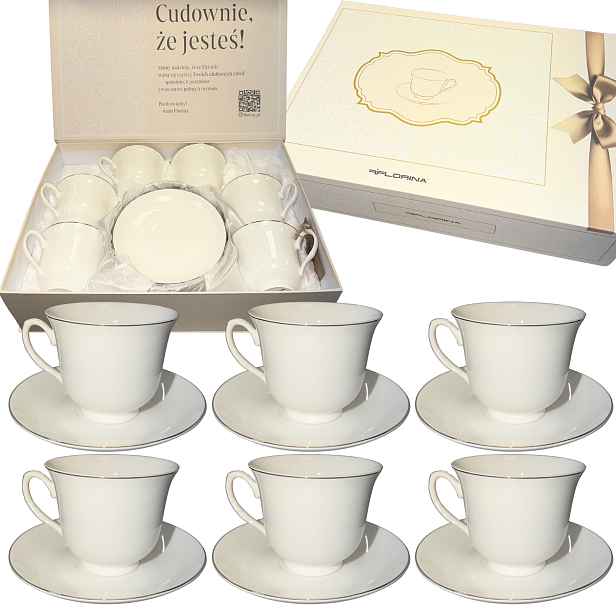 Sada šálků na kávu Florina 240 ml 6 ks porcelán elegantní sada