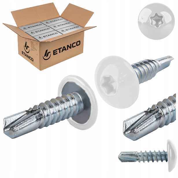 Šrouby do kovu Torx 3 mm 4,8x19 mm Ral 9010 3000 ks Etanco GT3 Ph