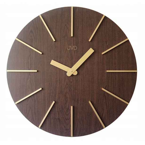 Elegantní Dřevěné Hnědé Nástěnné Hodiny Jvd HC702.1 70 cm Zlaté Ručičky