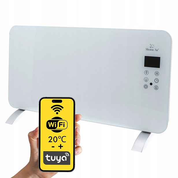 Elektrický Konvektorový Ohřívač Skleněný Panel energeticky úsporný 1500W WiFi