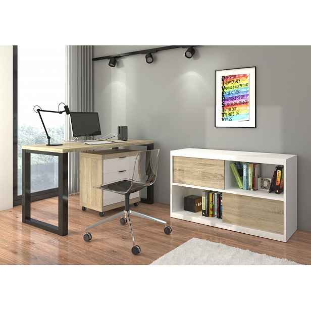PC stůl s šuplíky Marki I, černá / artisan HELCEL