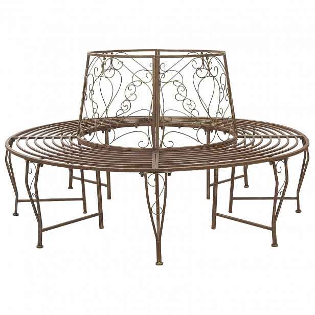 vidaXL Stromová lavička 8 -místná Ø 160 x 89 cm steel Antická hnědá