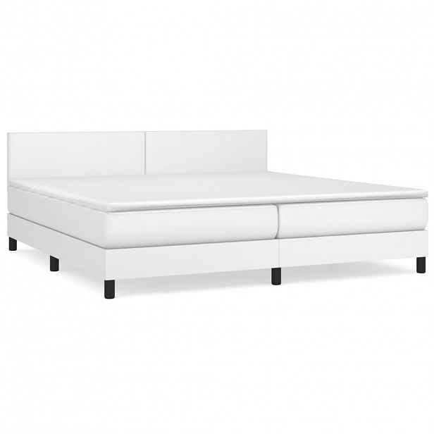 vidaXL Box spring postel s matrací bílá 200x200 cm umělá kůže