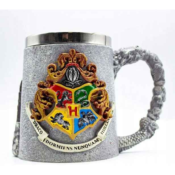 Hrnek z polyresinu a nerezové oceli Harry Potter Bradavická škola 350ml