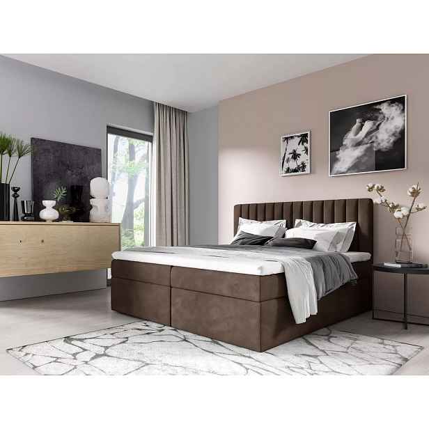 Manželská postel 160x220 IANA - hnědá + topper ZDARMA