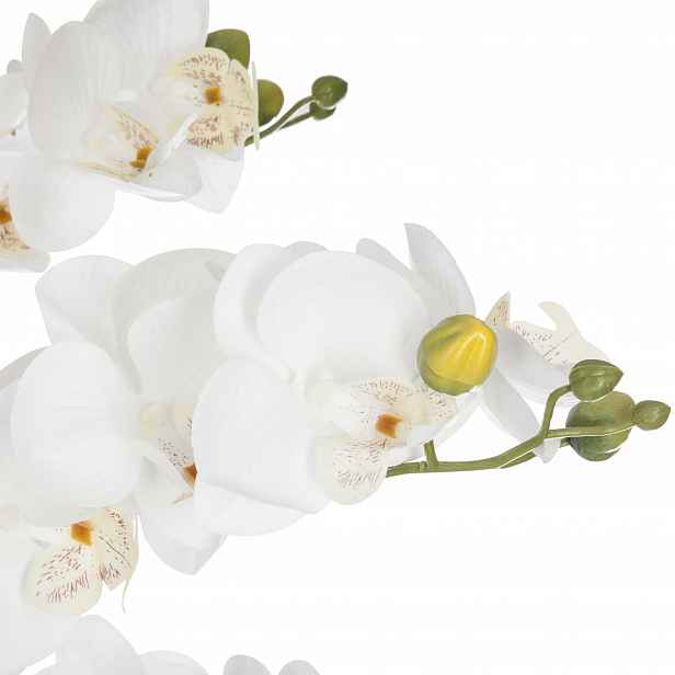 Umělá orchidej, 65 cm, květináč cementovo-mramorový