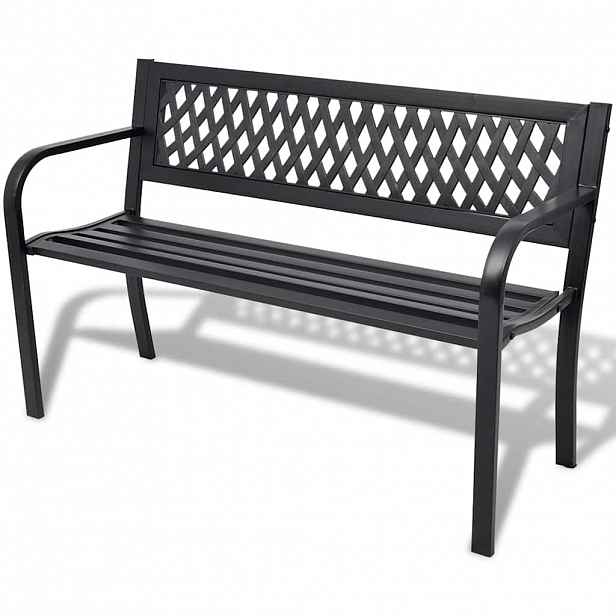 vidaXL Zahradní lavice 118 cm ocelová černá