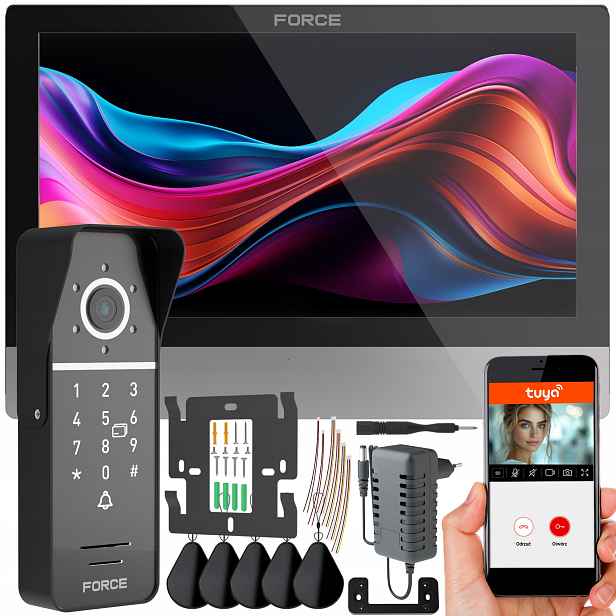Videodomofon Force Myway 10" Černý WiFi Tuya Klíčenky