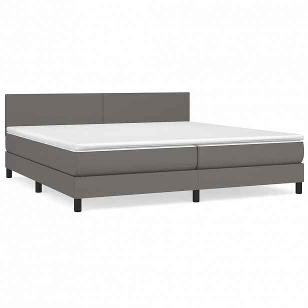 vidaXL Box spring postel s matrací šedá 200x200 cm umělá kůže