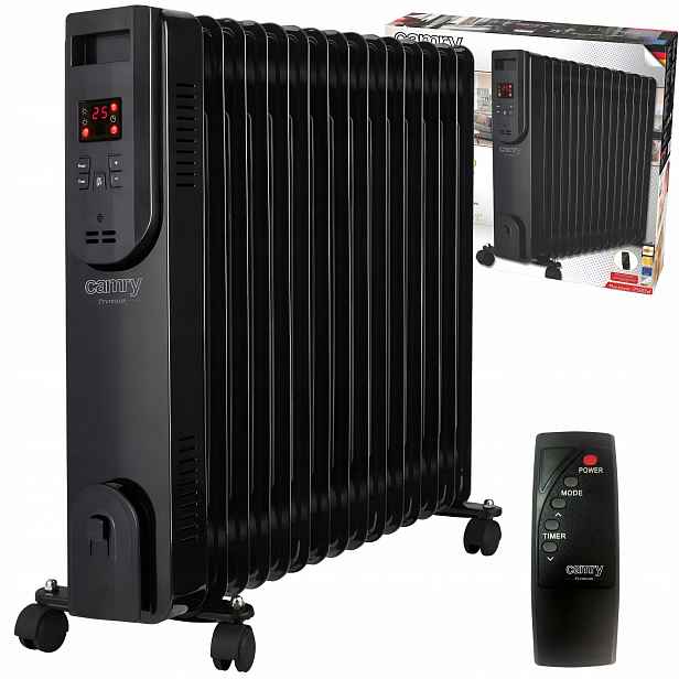 Elektrický Olejový Radiátor 2500W Led 15 žeber Časovač Termostat Pilot