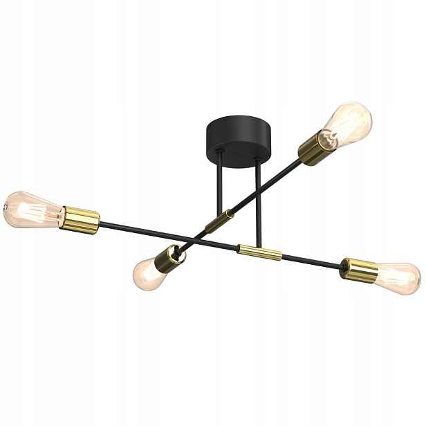 Luminex Flame Stropní svítidlo Loft černá/zlatá 4xE27 15W