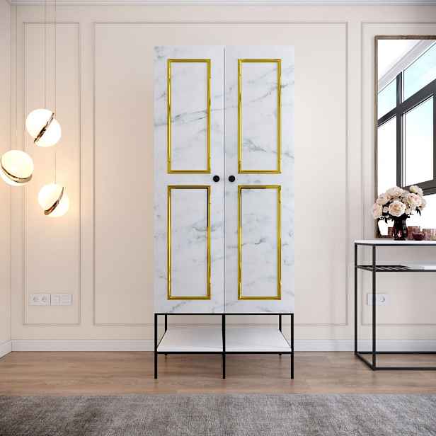 Šatní skříň Martin 2 - White, Black, Gold