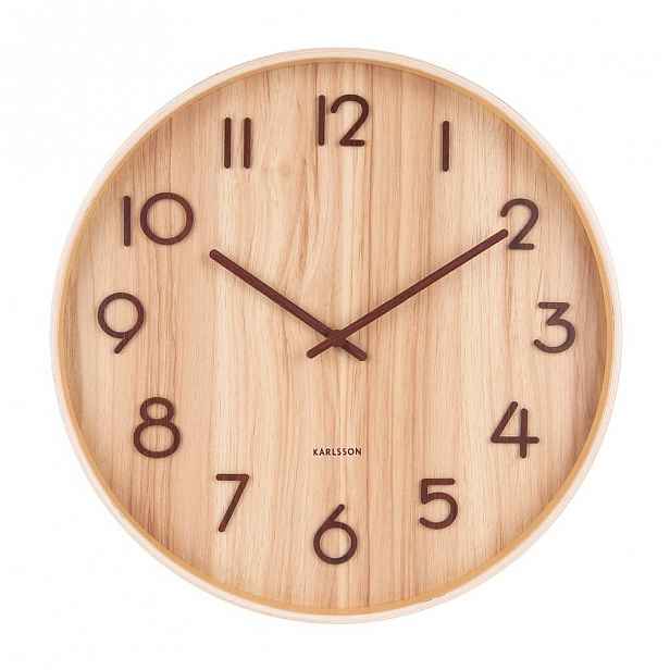Světle hnědé nástěnné hodiny z lipového dřeva Karlsson Pure Medium, ø 40 cm